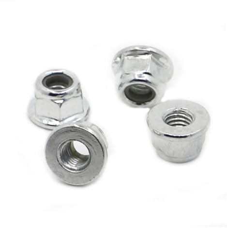 Flanschmuttern Flanschmutter, Klemmmutter, M3 M4 M5 M6 M8 M10 M12 Schwarzweiß Carbon Nickel A2 Edelstahl Sechskantflansch Nyloneinsatz Sicherungsmutter Selbstsichernde Nylock-Sicherungsmutter(White Ca