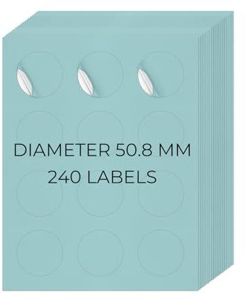 YIKIADA Blau Universal Etiketten 50,8 MM Vinyl Selbstklebend Ablösbar Rund Aufkleber Bedruckbar Klebeetiketten Blanko Adressetiketten für Tintenstrahl- und Laserdruckern 240 Stück