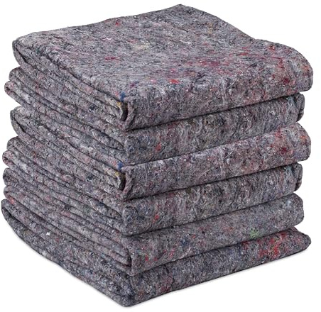 Relaxdays Mantas de Mudanza, Pack de 6, Fieltros Protectores para Transporte y Suelo, 150 x 200 cm, Moqueta Pintor, Gris