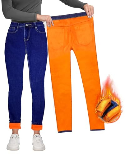 Ourdort eans Termici Donna, Pantaloni Invernali Felpati- Taglia 28