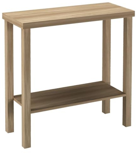 URBNLIVING 2-Tier Wooden Narrow Console Side Table, Entryway Hallway Furniture, Slim Storage & Display Table with Open Shelves, Sturdy Construction, Contemporary Finishes, Ideal for Home and Office.
