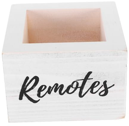 ANDRESLAD Caja De Madera Para Guardar Mandos A Distancia Organizador De Mandos A Distancia Cesta De Escritorio De Estilo Rústico Vintage Caja De Almacenamiento Multimedia