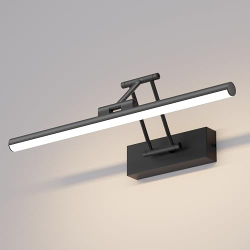 Klighten Lampe LED pour miroir de salle de bain, 40 cm, rotative, IP44, 12 W, 970 lm, blanc naturel 4000 K, noir