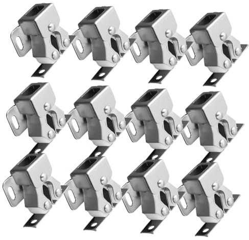 DIYEAH Lot de 12 Loquet à Double Rouleau Facile à Installer, en Acier Inoxydable Argenté, Réduit le Bruit des Portes, pour Armoire et Tiroir