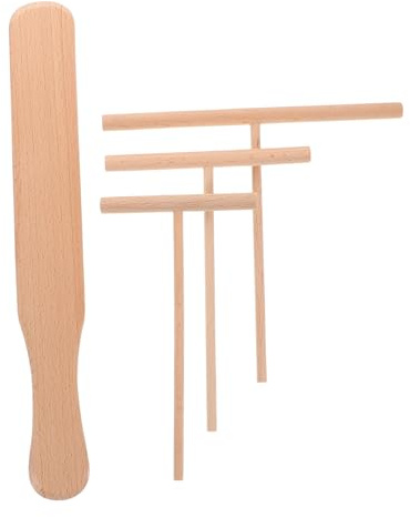 4pezzi Spalma Pastella in Legno di Faggio Forma di T Strumento per Crepes e Pancake di Spatola per Crepes in Legno Naturale