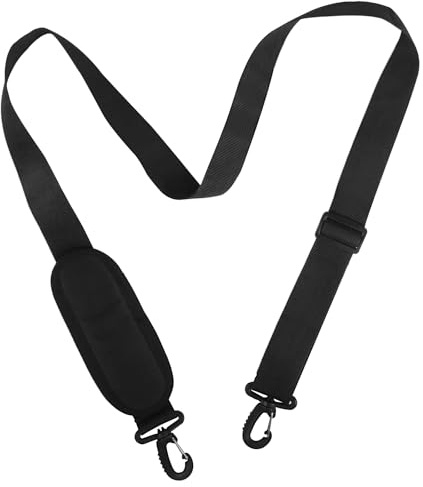 Verstellbarer Schultergurt für Taschen, Schwarz Taschengurt 3.8cm Breit mit Schulterpolster, Umhängegurt für Taschen mit 360°Drehbarem Haken für Umhängetaschen Reisetaschen Laptoptaschen (0,9–1,6 m)
