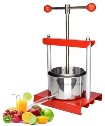 HENGJINGTR Manual De 2L/3L/6L Manual De Acero Inoxidable, Prensa De Vino, Separador De Jugo De Fruta con Alta Eficiencia De Extracción De Jugo, Adecuado para Manzanas Y Limones (Rojo),6L