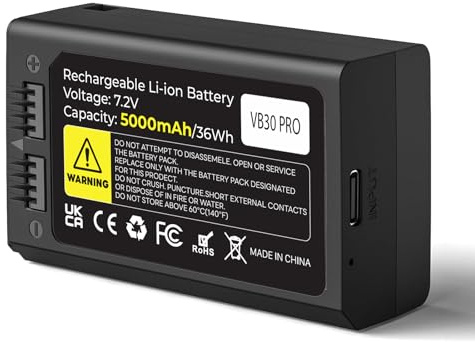 OHZHAO 5000mAh VB30 Ersatzakku für V100 V1Pro V1, Akku für USB-C-Anschluss für V1ProC V1ProS V1ProN V1S V1C V1N V1F V1O V1P V100C V100N V100S V860III-S V860III-C V860III-N Kamera-Blitzgerät Speedlite