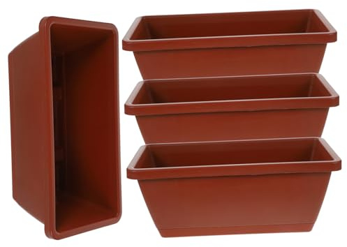 FUTUREORYY 4 pièces Jardinière Rectangulaire Plastique avec Plateau Bac à Fleurs pour Balcon et Jardin Pot Large pour et