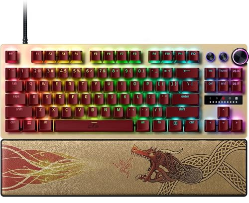 Razer Huntsman V3 Pro TKL Esports Teclado para Juegos: Interruptores ópticos analógicos Snap Tap - Disparador rápido - Actuación Ajustable - Teclas Multimedia y dial - Teclas PBT - Edición