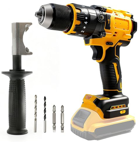 VOYSILI Cordless Brushless Hammer Drill, Compatible with DeWalt 20V Max Lithium Battery (No Battery), 1/2 Power Hammer Drills | Heavy-Duty 3-Mode Hammer Drill for Concrete, Metalworking & Home
