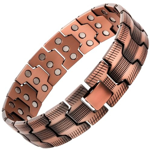 OSDUE Pulseras Magnéticas, Pulseras de Cobre para Hombre, 3 Veces Magnético, Material deAleación de Zinc, Regalo para Hombres