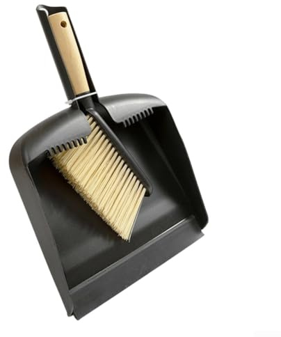 Hand Brush and Shovel 2-in-1 Cleaning Set Featuring Silicone Beveled Dustpan Edge, Snap Lock Storage Design, Lightweight and, Suitable for Home and Office Use (Black)