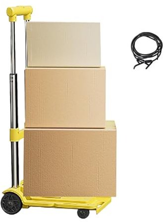 Carretilla de Mano,Rodante con Capacidad De 100 Kg Y Ruedas Portátiles - Carretilla Plegable con Altura Ajustable,para Viajes, Aeropuerto, Compras, Supermercado, Garaje y Transporte