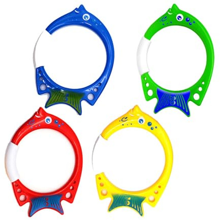 Juego de 4 anillos de buceo para piscina, juguete colorido para buceo, juguete de buceo