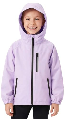 FILOWA Chaqueta Impermeable Niña Reflectante Chubasquero, 11-12 años,Morado