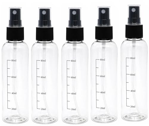 5 Pièces Flacon Spray Vide, 100ml Contenant Voyage, Plastique Pulverisateur Voyage, Réutilisables Transparent Bouteille Spray Vide,Rechargeable Flacon pour pour Lotion, Parfum, Shampoing etc