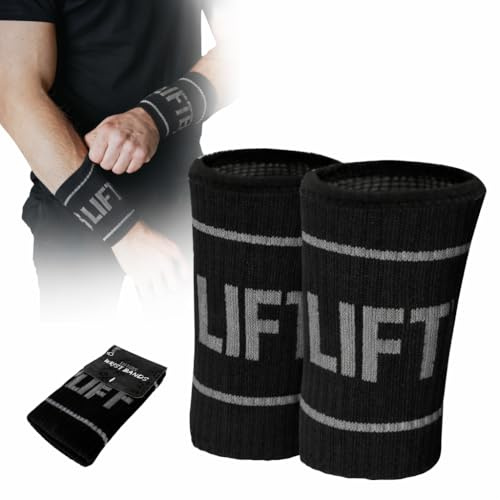 Lifters Wrist Bands Schweißbänder für Crossfit, Sport, Fitnessstudio (Schwarz/Grau), Schweißband Handgelenk für Damen und Herren