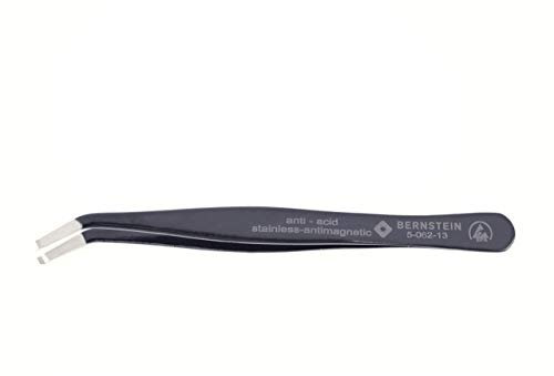 Bernstein Werkzeug SMD-Pinzette, 350 abgewinkelt mit Greifmulde und ESD-Beschichtung, Durchmesser 0,8 mm, 115 mm, 3,5 mm breit, 5-063-13