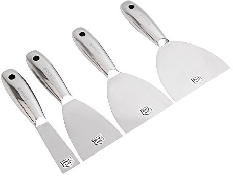 Spachtel Malerspachtel Set ganz aus Edelstahl 30+50+100+125mm Schaber | Blatt & Griff aus einem Stück rostfreiem Edelstahl, Spachteln, Gipsspachtel, Stielspachtel, Grillspachtel Grillschaber