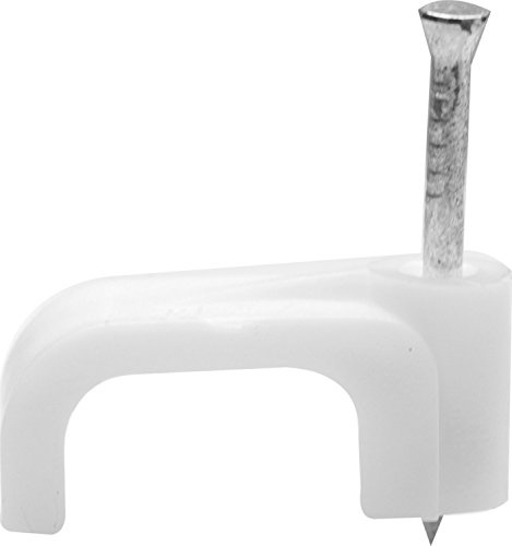 Bulk Hardware BH02195 Paquet de 100 Pinces de câble plat terre double 6 mm Blanc