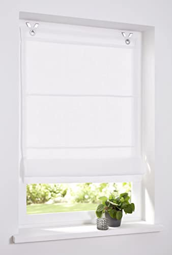 Rollos & More Tenda a Pacchetto Metis Lino Crema con Occhielli 45, 60, 80, 100 * 140 cm (Taglia 45 * 140 cm, Crema)