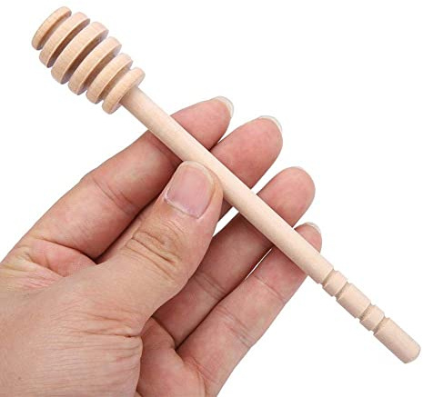 24Pcs Wooden Honey Dipper Stick Jam Syrup Drizzler Stirring Rod Kitchen Gadgets(16cm)