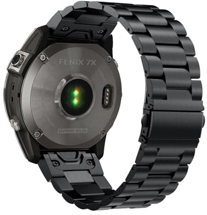YOOSIDE QuickFit 26 mm rostfritt stål armband för Fenix 5X/Fenix 6X/Fenix 7X/Enduro, metallarmband länkarmband klockarmband för Garmin epix Pro 51 mm, Fenix 3 (svart)