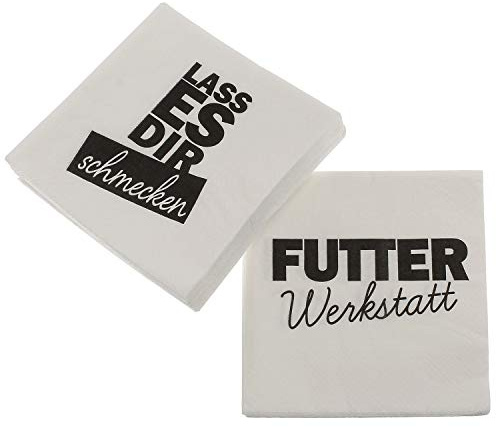 MACOSA CE64183 Party-Servietten Set 40Stk. Sprüche Schwarz Weiß 33x33 cm 3-lagig Tisch-Deko Mundserevietten Papierservietten Einweg Geburtstag Fest