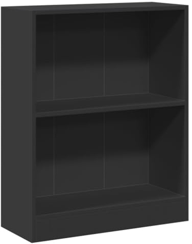 vidaXL Bücherregal 2 Fächer Standregal Wandregal Aktenregal Büroregal Regal Mehrzweckregal Schrank Raumteiler Schwarz 60x24x76cm Holzwerkstoff