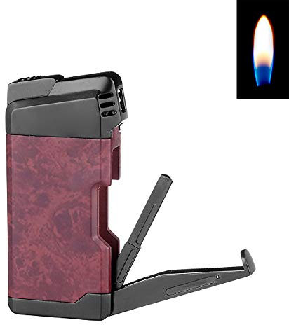 Pfeifenfeuerzeug BURL sehr robust und wertig Pfeifenbesteck auskklappbar Stopfer Kratzer seitliche Flamme zum bequemen Anzünden der Pfeife