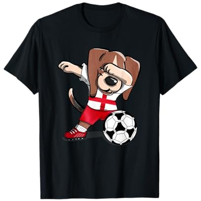 Dabbing Beagle Dog England Football - English Flag Soccer T-Shirt