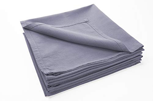 jilda-tex Pack Servietten-Set Stone-Washed Renforce Tischwäsche Lissabon 100% Bio-Baumwolle Knitterlook Bügelfrei Uni Leinen-Optik GOTS Made in Green (Lavendel, 12er Set (12x 42x42 cm))