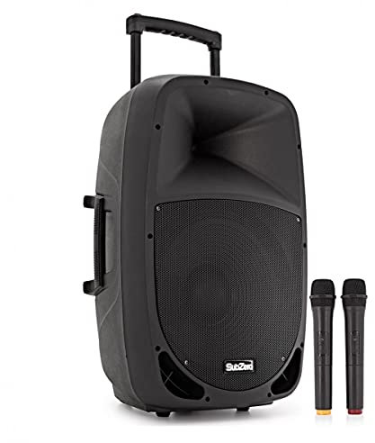 15 Portable PA System with Wireless Microphones 320W Bluetooth PA Speaker Trolley SZPA-P15