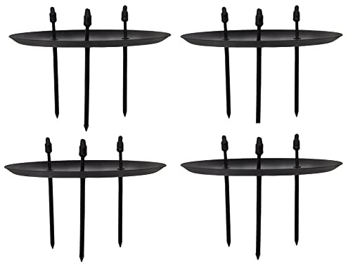 B2S BACK2SEASON Kerzenhalter Metall schwarz 4 Stück D=10 cm 3 Picks Kerzenpick Adventskerzenhalter Stumpenkerzen Adventskranz 4er Set