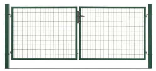 EASY CLOTURE Portail grillagé Acier galvanisé L 3m Vert H 1m00 - Porte de Jardin - Clôture de Jardin avec Serrure et poignée