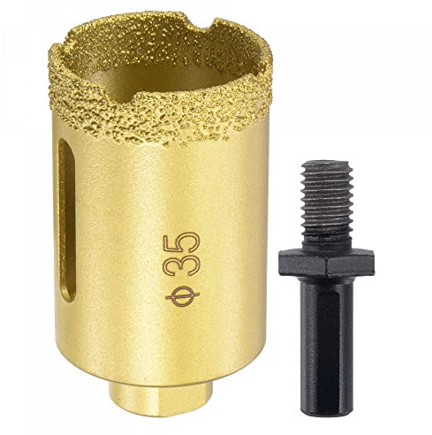 sourcing map Brazed Diamond Core Drill Bits 35mm Hole Saws with M10 Arbor Adapter for Porcelain Tile Marble Concrete Stone Brick
