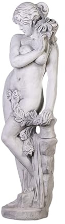 gartendekoparadies.de Statue der Venus mit Wasserlauf, Steinfigur, Weißbeton Steinguss, Grau, Frostsicher für Außenbereich, H. 141 cm, 125 kg