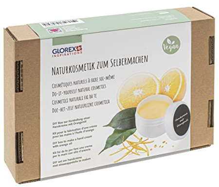 GLOREX 6 1602 400 - Naturkosmetik-Starterset zur Herstellung von ca. 120 ml Handcreme mit pflegendem Orangenöl, eine kreative Geschenkidee, Multi
