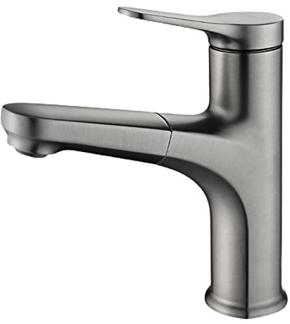 Wasserhahn Bad Ausziehbar Waschtischarmatur mit Herausziehbarer Brause Einhebelmischer Bad Armaturen Waschbecken Pistolengrau