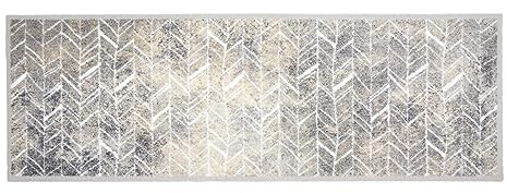 Rutschfeste Sauberlaufmatte innen - Fischgrät Linien 50x150 cm (Rechteckig) | Miabella Türmatte rutschfester Läufer Wohnraum Fußmatte extrem saugfähiger Küchenläufer waschbar bei 30°C Schmutzfangmatte