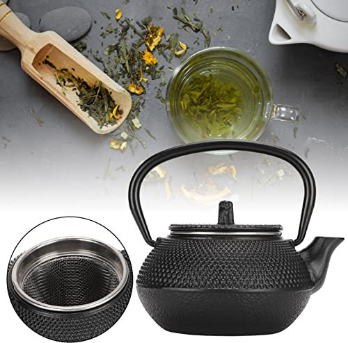 BEIJIALY Théière en Fonte, Théière Japonaise Tetsubin avec Infuseur, Tetsubin à Feuilles Mobiles avec Poignée, 0,3 L Bouilloire à Usage Domestique avec Passoire Inspirée de la Chaudière à Thé Japonais