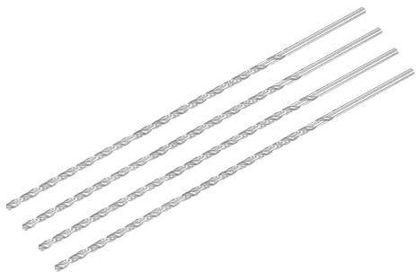 TA-VIGOR 4Pcs 3.5mm Extra Long Twist Drill Bits 200mm HSS Straight Shank | High Speed Steel Spiral Drill Bits for Wood, Metal, Aluminium and Plastic