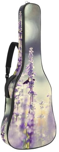 Niaocpwy Akustikgitarre Gigbag 1cm Dicke Polsterung, wasserdichte E-Gitarrentasche 40-42 Zoll Gitarrentasche Rucksack mit Dual Schultergurt, Schwarz und Weiß Geometrische Welle, Mehrfarbig 02,