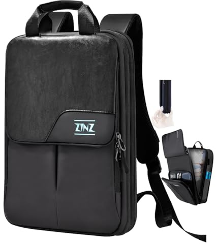 ZINZ Slim & Expandable Laptop Backpack 15.6 16 17 inch Travel Business Backpack Rainproof Daypack for Men and Women，Black