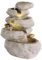 LED Brunnen Wasserfall - Gartenbrunnen - Polyresin - 3 warmweiße LED - Dekobrunnen für Außen (Sandstein)