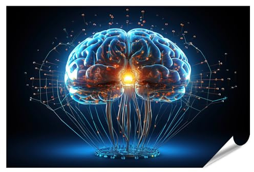 islandburner Prime Picture Poster ad alta risoluzione 3D rendering di un cervello umano neurale luminoso, pratica neurologica, pratica neurologica, immagini di alta qualità