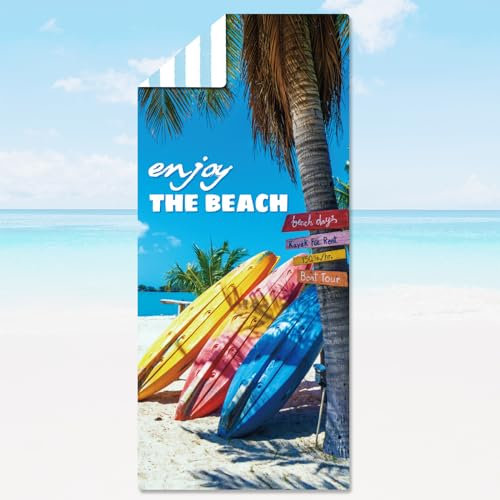 yumcute Strandhandtuch XXL, Mikrofaser Badetuch Groß Saunatuch Microfaser Badetuch mit Motiv für Sports Reise Strand Sauna (Kajak, 180x80 cm)