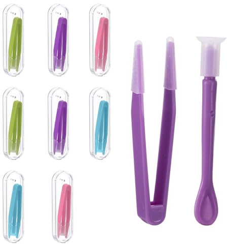AXVOOMA Contact Lenses Applicator, 8Pcs Contact Lens Remover Tools Portable Plastic Contact Lens Tweezers Contact Lens Suction Stick Handler with Storage Case for Outgoing Travelling