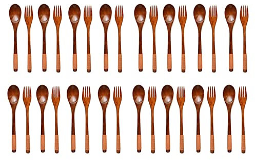 SRMAN 32 Stück 9 Japanese Set Küchen Geschirr Natur Besteck Abendessen Besteck Set